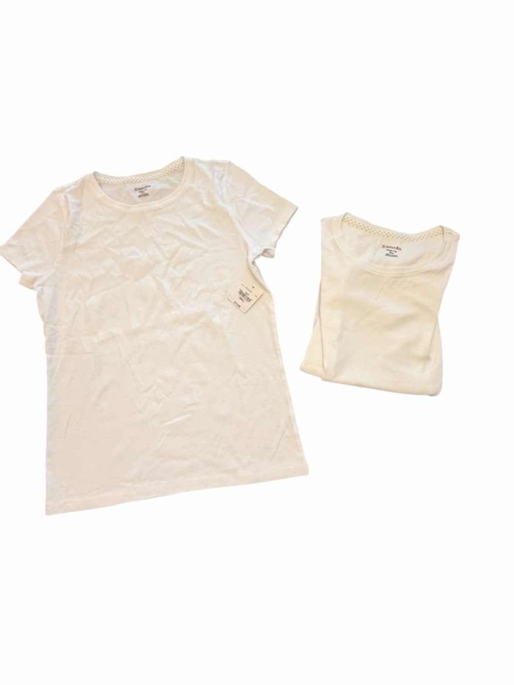 2 Pk Women’s St Johns Bay Classic T-Shirt Short Sleeve Crew Top White NEW Small